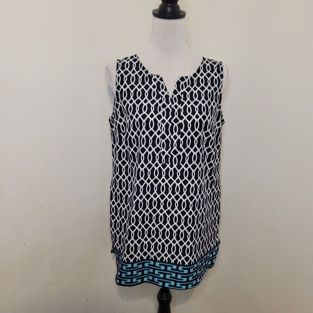 Croft & Barrow Sleeveless Blouse – Black & White – Women’s Size Medium